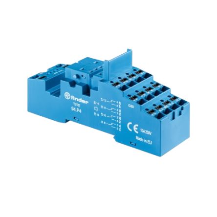 Finder 94 250V ac DIN Rail Relay Socket, for use with 55.32 Relay, 55.34 Relay