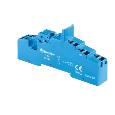 Finder 97 5 Pin 250V ac DIN Rail Relay Socket, for use with 46.61 Relay