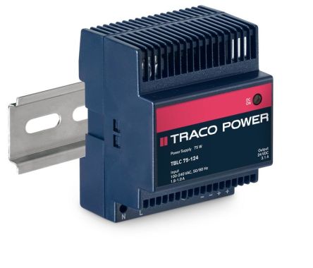 TRACOPOWER TBLC DIN-Schienen Netzteil 75W, 85 → 264V Ac, 24V Dc / 3.1A