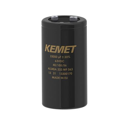 KEMET ALS80, Schraub Aluminium-Elektrolyt Kondensator 11000μF ±20% / 250V Dc, Ø 77mm X 105mm, Bis 105°C