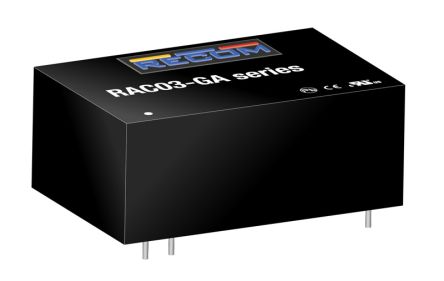 Recom Switching Power Supply, RAC03-15SGA, 15V Dc, 200mA, 3W, 1 Output, 305 V Ac, 430 V Dc Input Voltage