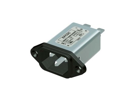 EPCOS C14 IEC Filter Stecker, 250 V Ac/dc / 10A, Snap-In / Flachsteck-Anschluss