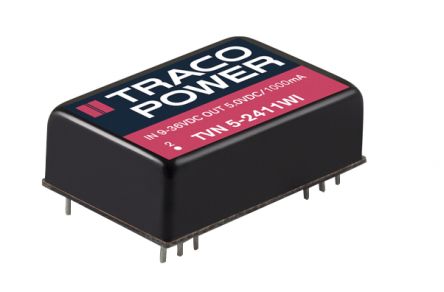 TRACOPOWER TVN 5WI DC/DC-Wandler 5W 9 V Dc IN, ±15V Dc OUT / ±166mA 1.6kV Dc Isoliert