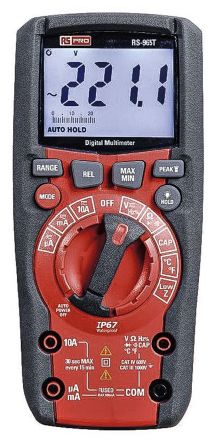 RS PRO RS-965 HandDigital Multimeter, CAT III, CAT IV 1000V Ac / 10A Ac, 60MΩ