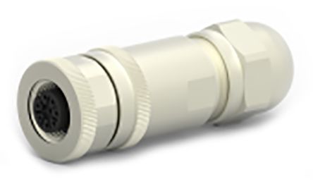 TE Connectivity Circular Connector, 8 Contacts, Cable Mount, M12 Connector, Plug, Female, IP67, T411 Series