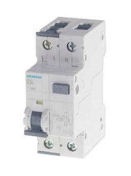 Siemens RCBO Sentron 5SU1 FI/LS-Schalter 13A, 2-polig, Empfindlichkeit 30mA, DIN-Schienen-Montage