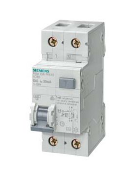 Siemens RCBO Sentron 5SU1 FI/LS-Schalter 6A, 1P+N-polig, Empfindlichkeit 30mA, DIN-Schienen-Montage