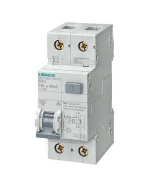 Siemens RCBO Sentron 5SU1 FI/LS-Schalter 10A, 2-polig, Empfindlichkeit 30mA, DIN-Schienen-Montage