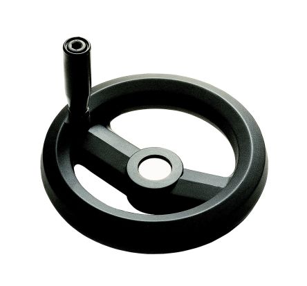 RS PRO Speichen Handrad, Rad ø 160mm, 12mm, 25.5mm Gebohrte Nabe, Rad Mat. Glasfaserverstärktes Technopolymer, Schwarz