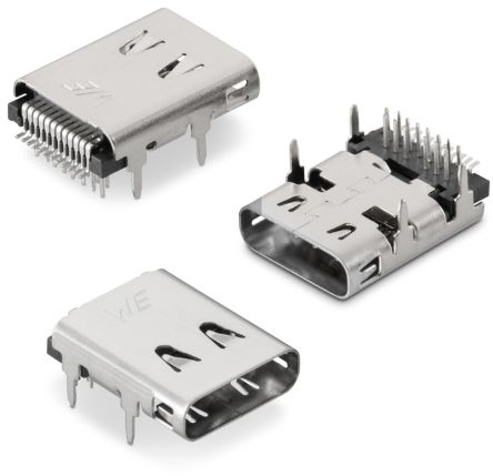 Wurth Elektronik Connecteur USB Type C Droit, Traversant,, Raccordement A Souder