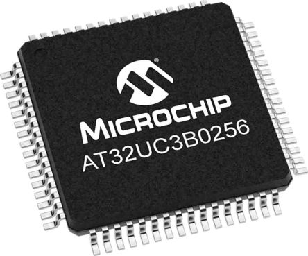Microchip Microcontrolador AT32UC3B0256-A2UT, Núcleo AVR32UC De 32bit, RAM 32 KB, 60MHZ, TQFP De 64 Pines