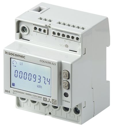 Socomec Energiemessgerät LCD, 8-stellig / 3-phasig, Impulsausgang