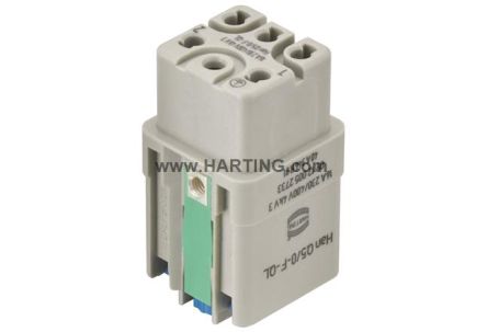 HARTING Heavy Duty Power Connector Insert, 16A, Female, Han Q Series, 5 Contacts