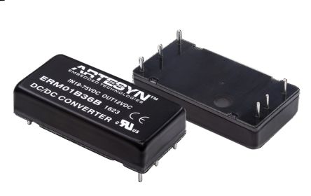 Artesyn ERM DC-DC Converter, 12V Dc/ 1.67A Output, 18 → 75 V Dc Input, 20W, Through Hole, +85°C Max Temp -40°C