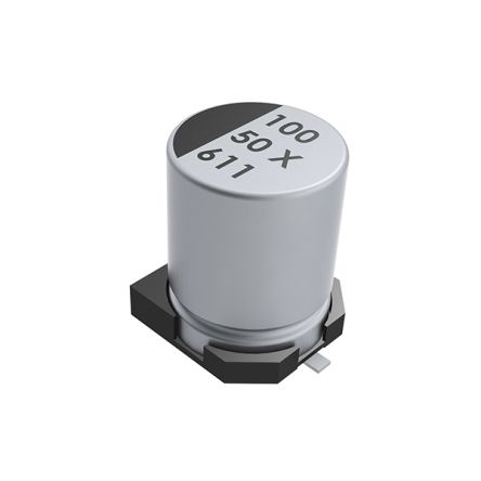 KEMET Condensador Electrolítico Serie EXV, 100μF, ±20%, 50V Dc, Mont. SMD, 10.3 X 10.3 X 10.2mm, Paso 4.6mm