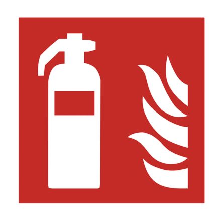 RS PRO Señal De Protección Contra Incendios Autoadhesiva Con Pictograma: Extintor Contra Incendios, 500mm X 500 Mm