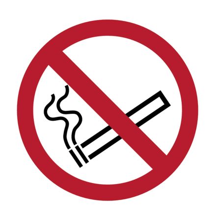 RS PRO Verbotszeichen, Rauchen Verboten, ø 500mm, Selbstklebend, 2 Mm