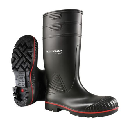 Dunlop Acifort Black, Red Steel Toe Capped Mens Safety Boots, UK 9, EU 43