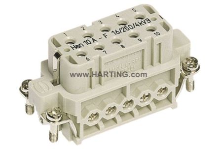 HARTING Han A Industrie-Steckverbinder Kontakteinsatz, 10-polig 16A Buchse, Schrauben