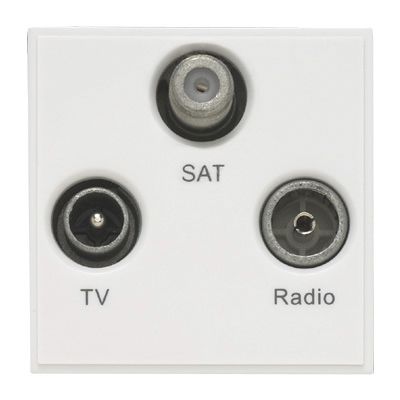 Contactum FM, SAT, TV White Female 3 Outlet TV Aerial Connector, Wall Mount