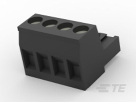 TE Connectivity 5mm Pitch 4 Way Pluggable Terminal Block, Plug, Cable Mount, Screw Termination