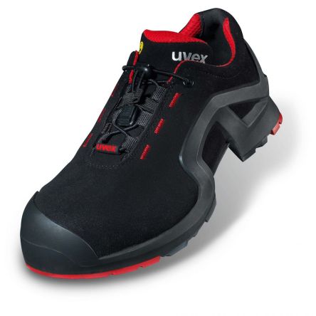 Uvex Unisex Sicherheitshalbschuhe Schwarz, Rot, Mit Zehen-Schutzkappe EN 20345 S3, Größe 43, ESD-sicher