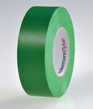 HellermannTyton Cinta Aislante De Color Verde, 19mm X 20m, Grosor 0.15mm