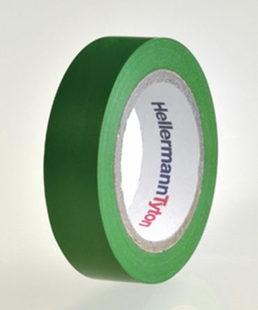 HellermannTyton HelaTape Flex Green Electrical Tape, 15mm X 10m