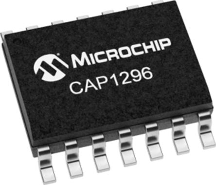 微芯 电容式触摸传感器, CAP1296系列, 电容式, 表面贴装安装, 漏极开路输出