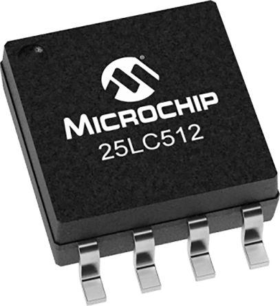 Microchip Memoria EEPROM Seriale SPI, Da 512kbit, SOIJ, SMD, 8 Pin