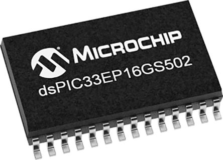 Microchip Processeur Signal Numérique, DsPIC33EP16GS502-I/SO, AEC-Q100 16bit, 60MHz, 16 Ko Flash, 1 (12 X 12 Bits) ADC, SOIC 28 .