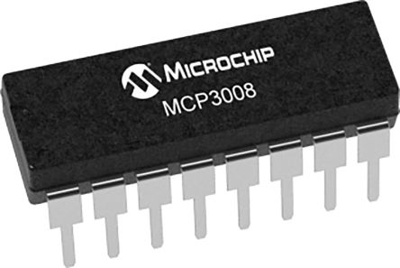 Microchip 10 Bit ADC MCP3008T-I/SL Octal, 200ksps SOIC, 16-Pin