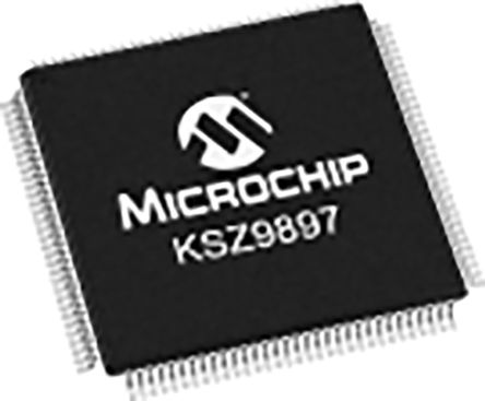 Microchip Transceptor Ethernet KSZ9897RTXI, 1000BASE-T, 100BASE-TX, 10BASE-Te IEEE 802.3, 1 Canales, 3,3 V, TQFP-EP, 128 Pines