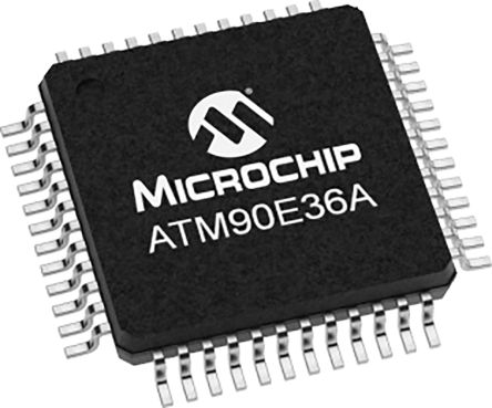 Microchip Front End Analogique ATM90E36A-AU-Y, 16 Bits, 7 Voies, SPI, 48 Broches, TQFP