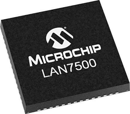 Microchip USB Per Controller Ethernet, Interfaccia 1000BaseT, 100BaseTX, 10BaseT, Host USB, 56 Pin, 1000MBPS, QFN