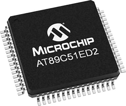 Microchip Microcontrollore, 80C52, VQFP, AT89C51, 64 Pin, Montaggio Superficiale, 8bit, 40MHz