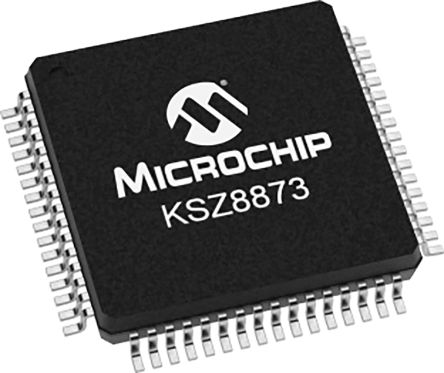 Microchip Circuit Intégré Pour Commutateur Ethernet, KSZ8873MLLI, MII, 10/100Mbps LQFP 3,3 V, 64 Broches