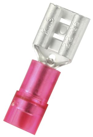 RS PRO Red Insulated Female Spade Connector, Receptacle, 0.8 X 6.35mm Tab Size, 0.5mm² To 1.5mm²