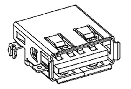 Molex Conector USB 48258-0001, Hembra,, 1 Puerto Puertos, Ángulo De 90°, Montaje En Panel, Versión 2.0, 250,0 V.,