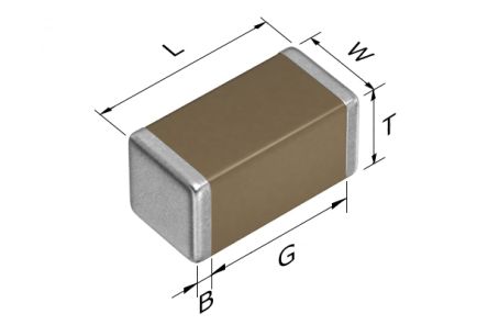 TDK Condensatore Ceramico Multistrato MLCC, 0402 (1005M), 2.2nF, ±10%, 100V Cc, SMD, X7S