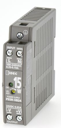 Idec PS5R DIN Rail Power Supply, 85 → 264V Ac Ac, Dc Input, 24V Dc Dc Output, 650mA Output, 15W