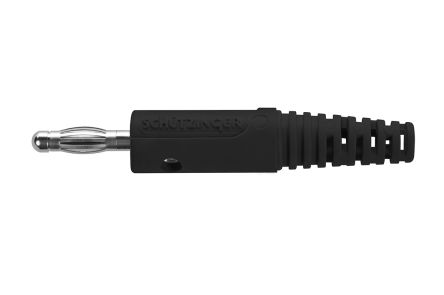 Schutzinger Black Male Banana Plug, 4 Mm Connector, Solder Termination, 32A, 33 V Ac, 70V Dc, Nickel Plating