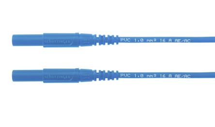 Schutzinger Messleitung Stecker, Blau PVC-isoliert 1m, 1kV / 16A CAT III 1000V