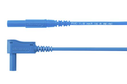 Schutzinger Messleitung Stecker / Stecker, Blau PVC-isoliert 2m, 1kV / 16A CAT III 1000V