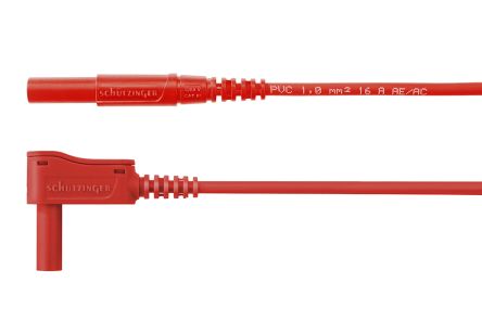 Schutzinger Messleitung Stecker / Stecker, Rot PVC-isoliert 2m, 1kV / 16A CAT III 1000V