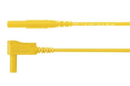 Schutzinger Messleitung Stecker / Stecker, Gelb PVC-isoliert 500mm, 1kV / 16A CAT III 1000V