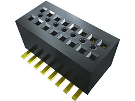 Samtec Conector Hembra Para PCB Ángulo De 90° Serie CLE, De 10 Vías En 2 Filas, Paso 0.8mm, 2.7A, Montaje Superficial,