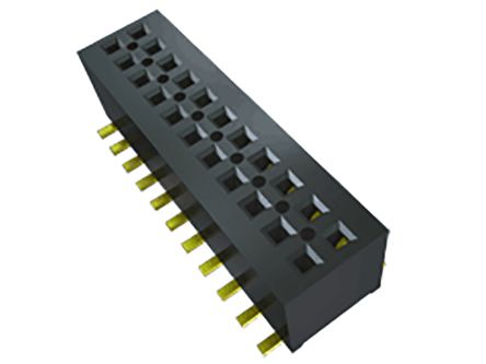 Samtec MLE Series Right Angle Surface Mount PCB Socket, 14-Contact, 2-Row, 1mm Pitch, Solder Termination