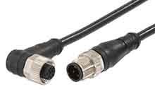 Molex Cable De Conexión, Con. A M12 Hembra, 4 Polos, Con. B M12 Macho, 4 Polos, Cod.: A, Long. 3m, 250 V, 4,0 A., IP67