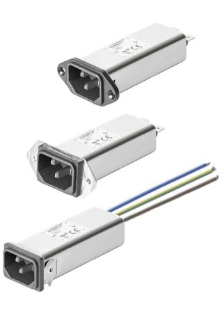 Schaffner C14 IEC-Anschlussfilter Stecker Mit 2-Pol Schalter, 250 V Ac / 10A, Tafelmontage / Flachsteck-Anschluss